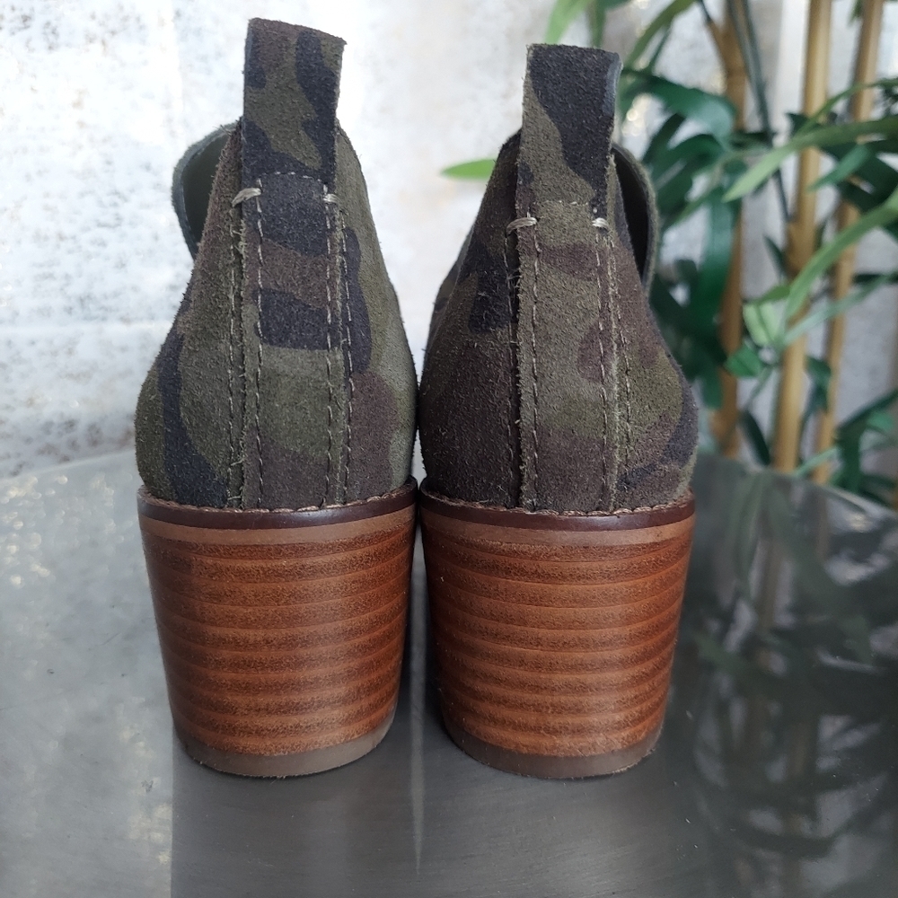 1. STATE Idania Leather Block Heel Olive Camo Suede Bootie Size 5.5 - Picture 4 of 8
